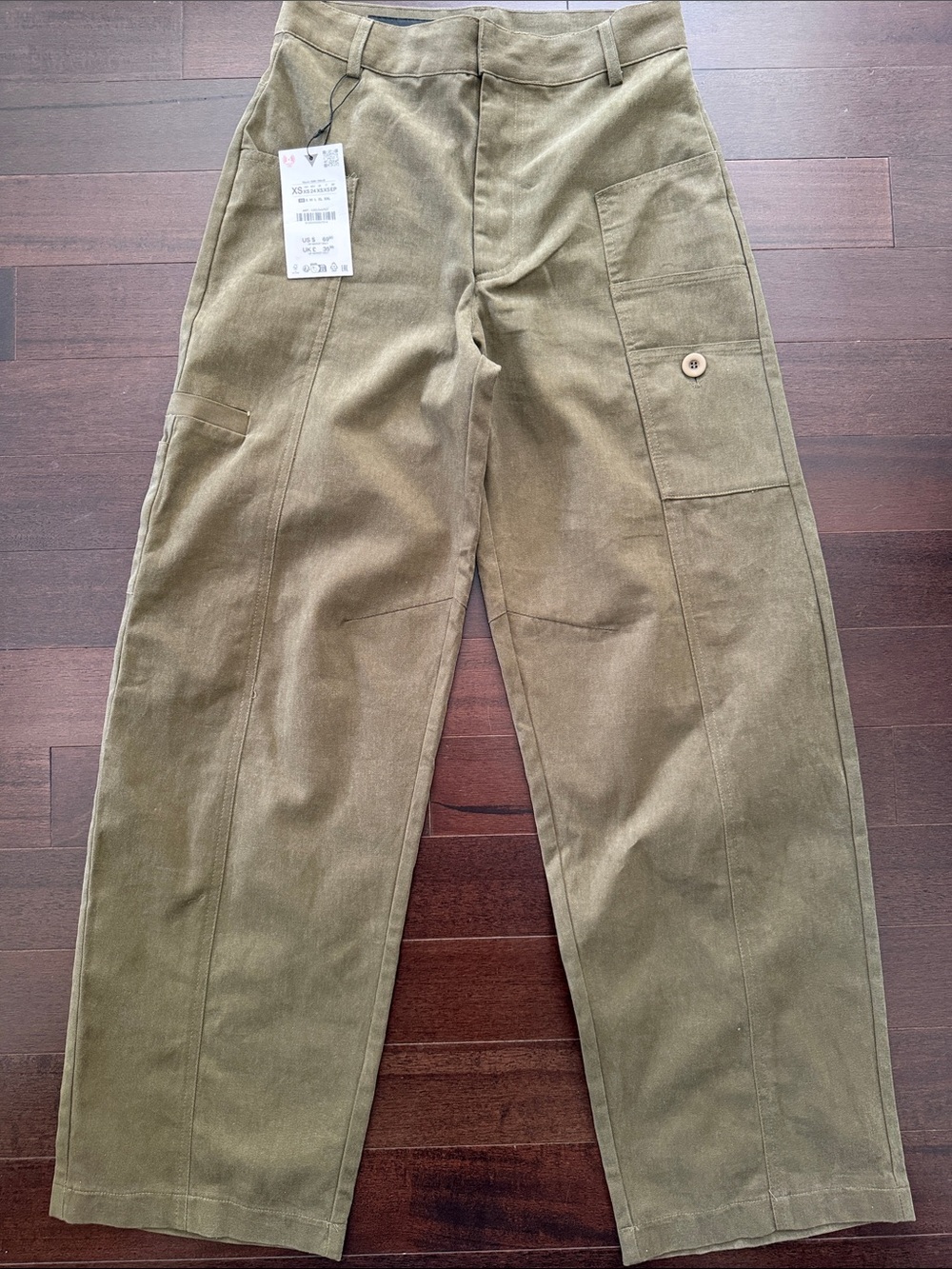 Zara Olive Utility Cargo Pants — Women’s Straight-Leg